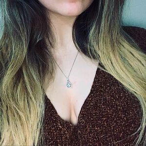 Aquamarine Birthstone Necklace w/ Small Diamonds